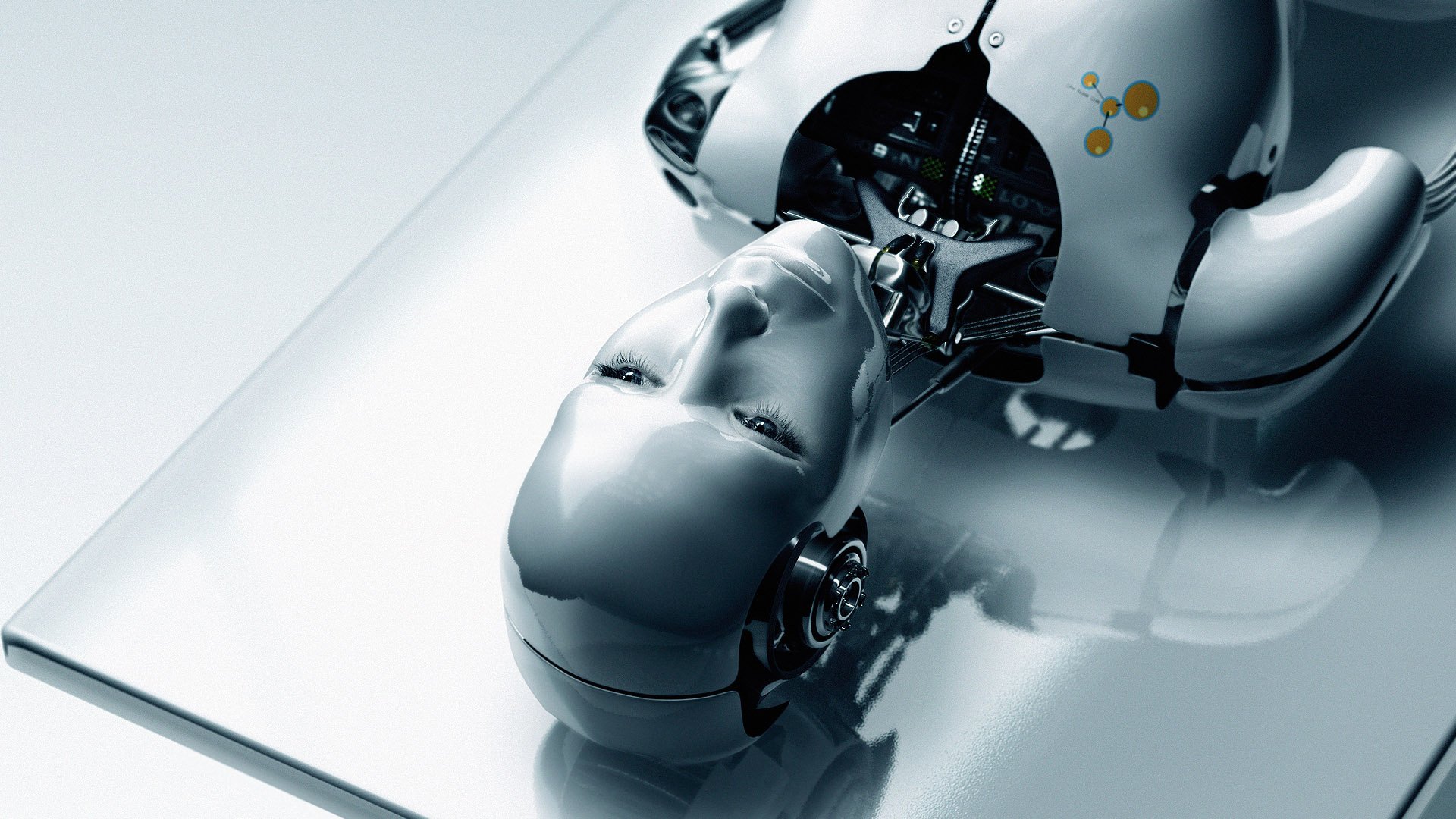 android robot fond blanc machine intelligence yeux cyborgs