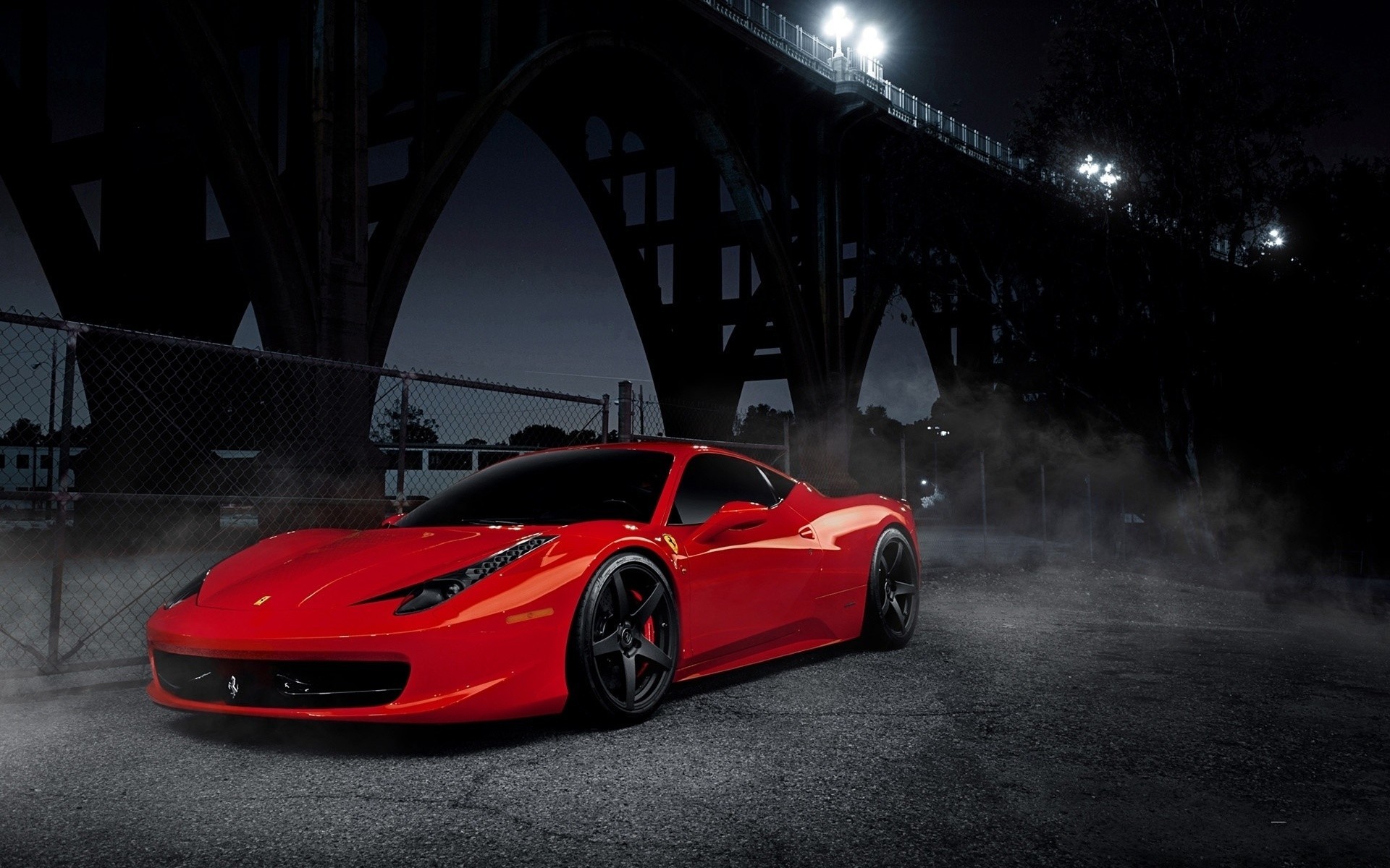 italie ferrari rouge nuit noir pont 458 italia jantes