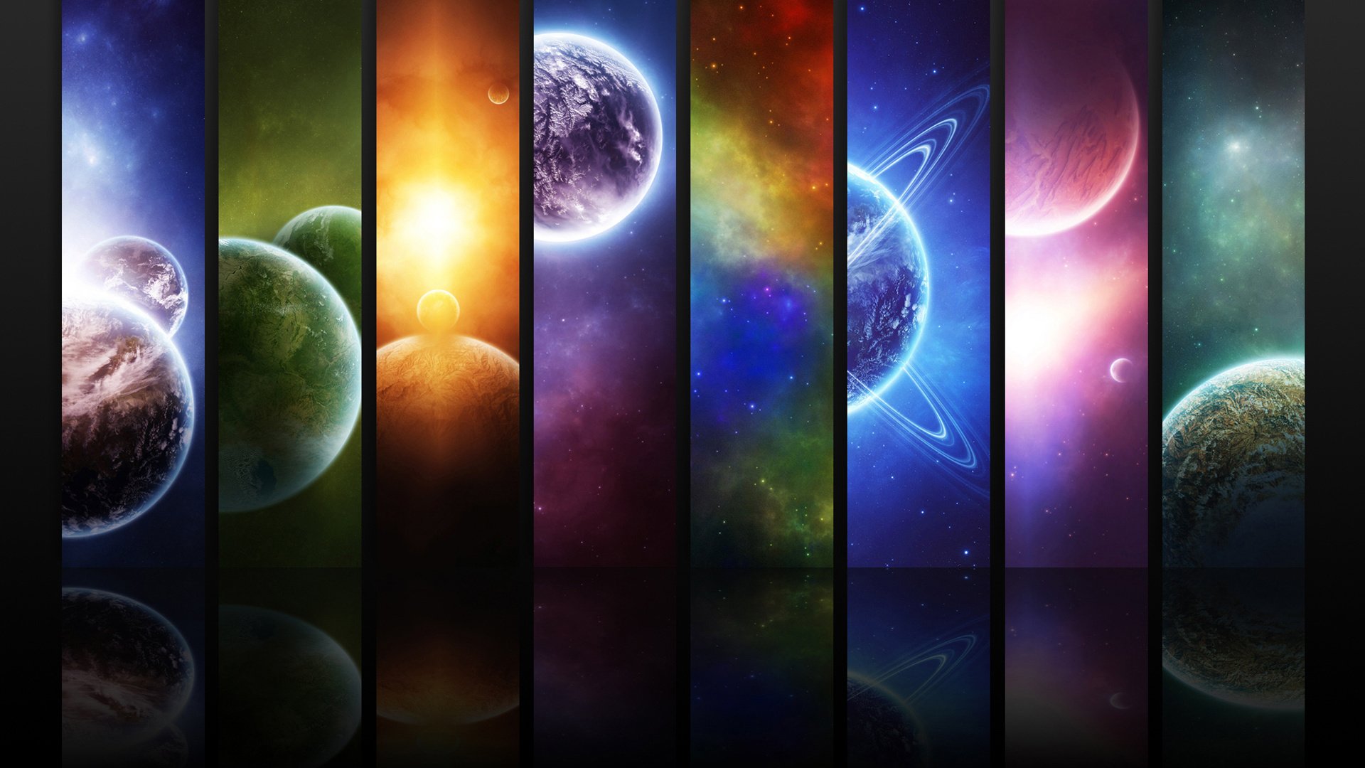 colors of the universe farbbild kosmos planeten farben collage kreativ dunkler hintergrund universum stern sterne