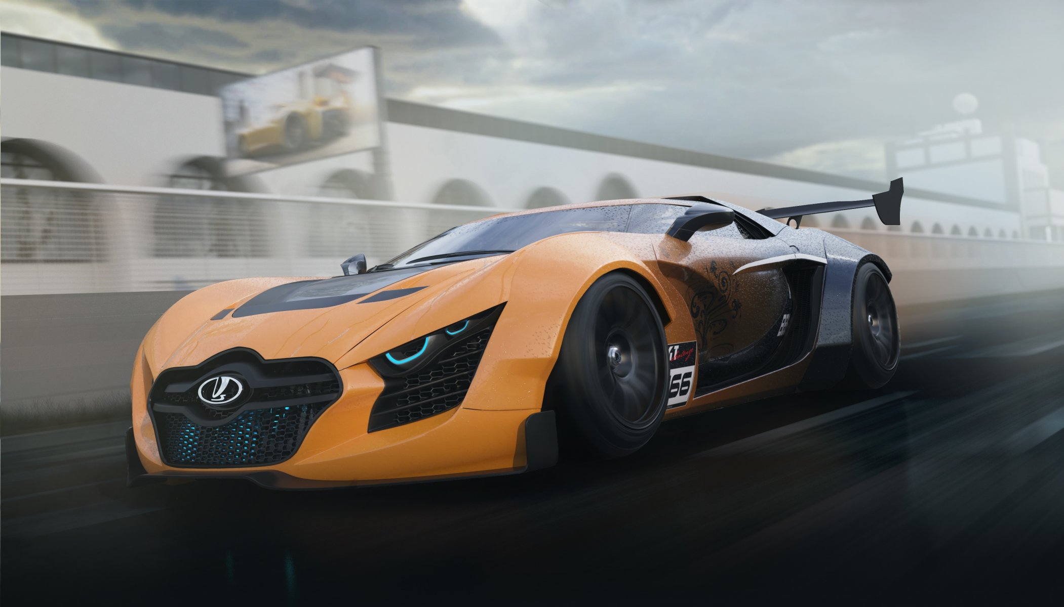 tasto avanti gt concetto pista auto futuro velocità anteriore grafica 3d