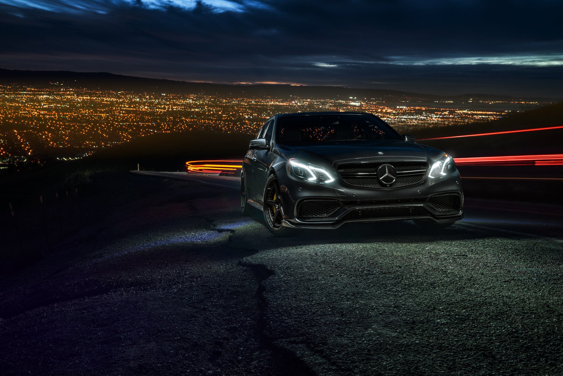 mercedes-benz e63 amg s sonido deportes de motor california ciudad nigth luz