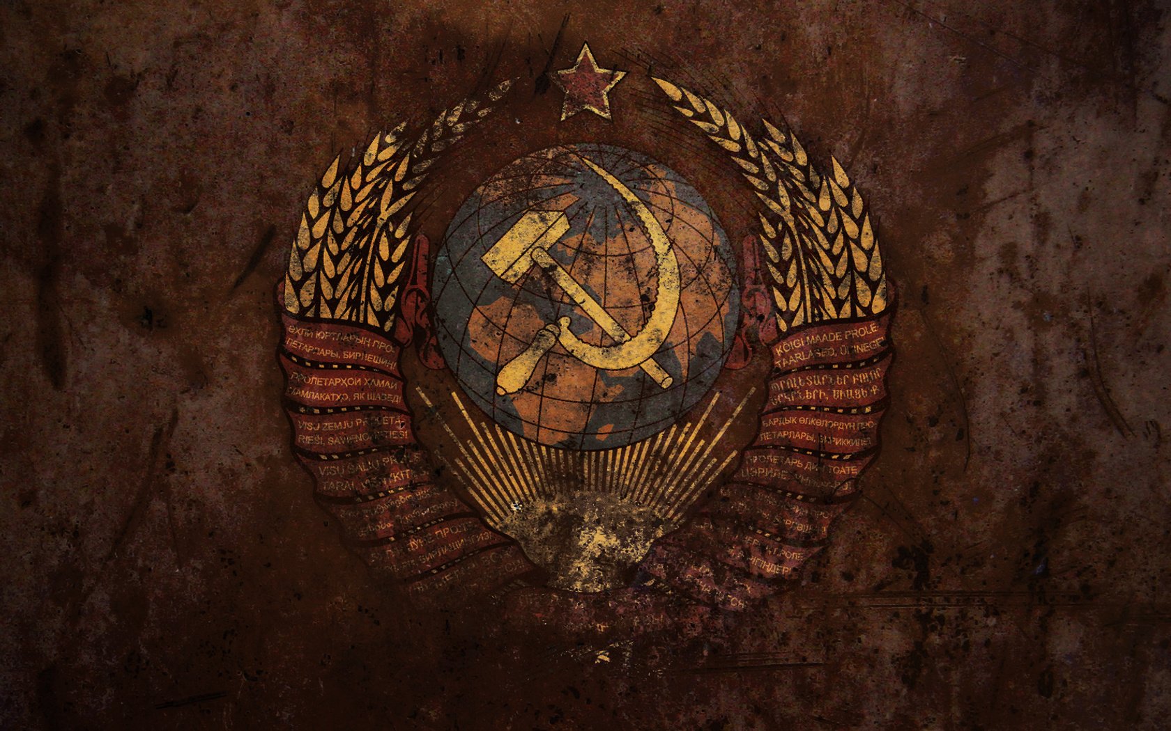 urss unión soviética escudo de armas hoz martillo óxido textura