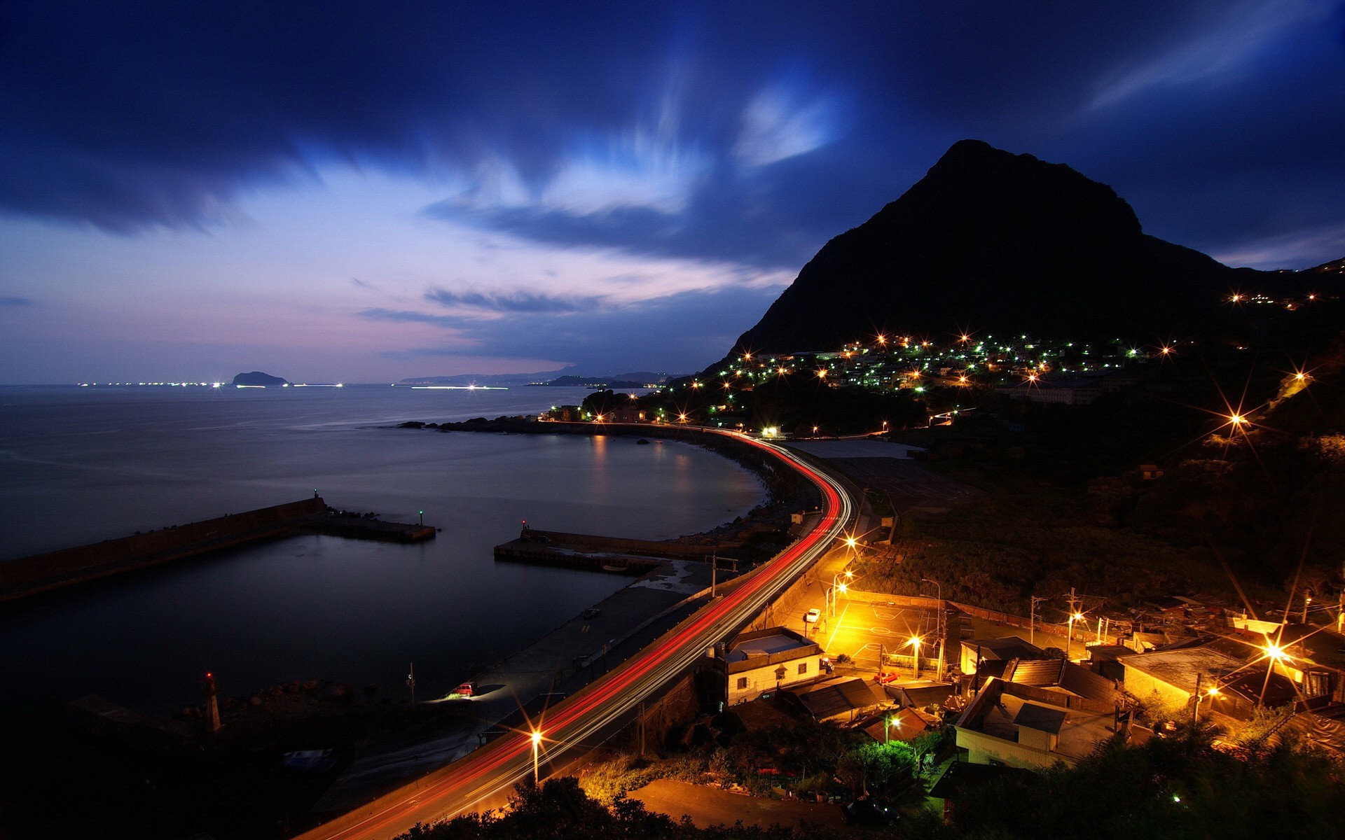 carretera noche luces