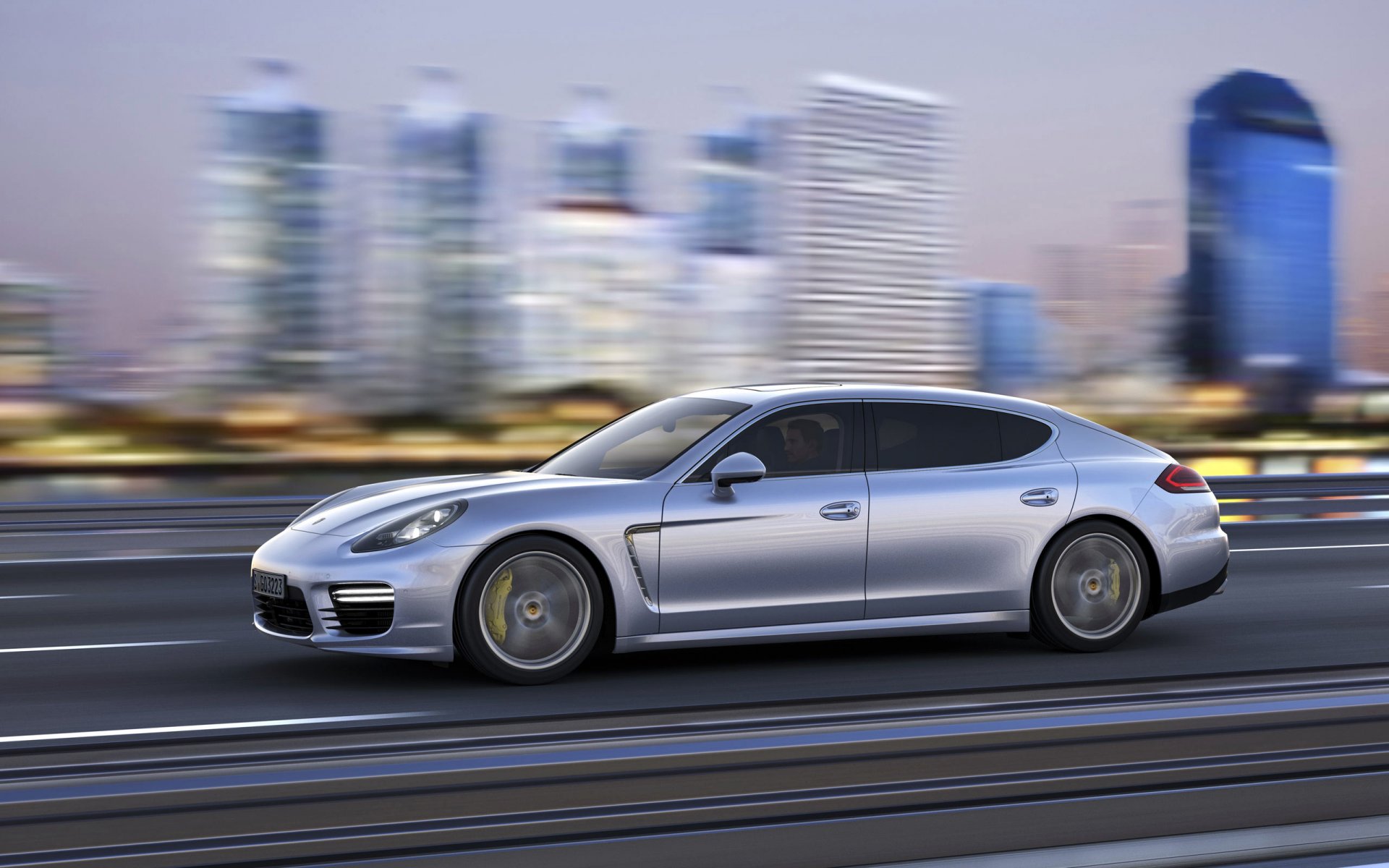 porsche panamera авто машина серый в движении вид сбоку город седан