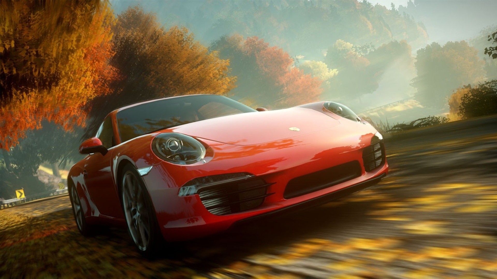 automobile porsche grigio autunno strada