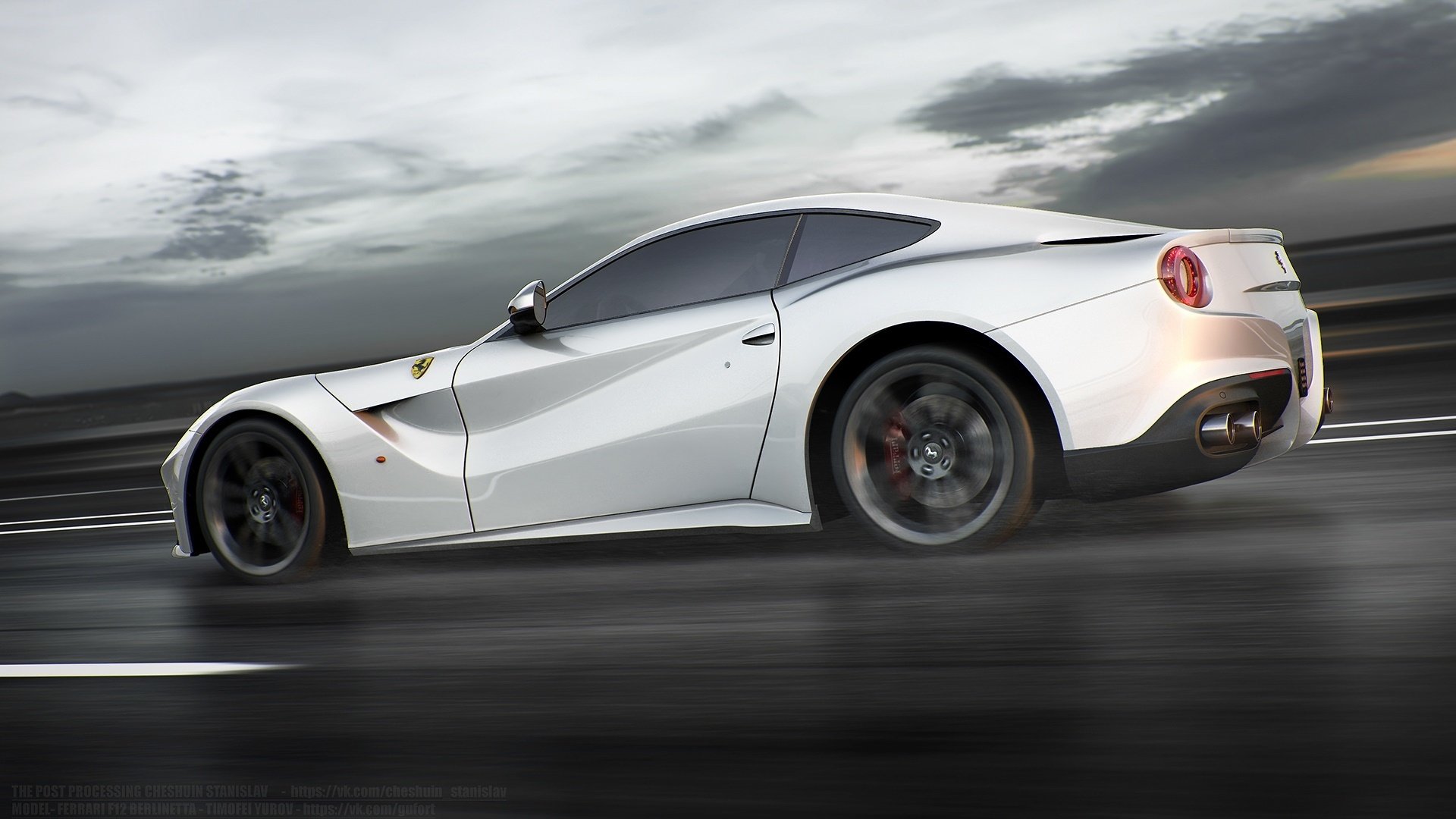 ferrari f12 berlinetta arrière blanc vitesse route