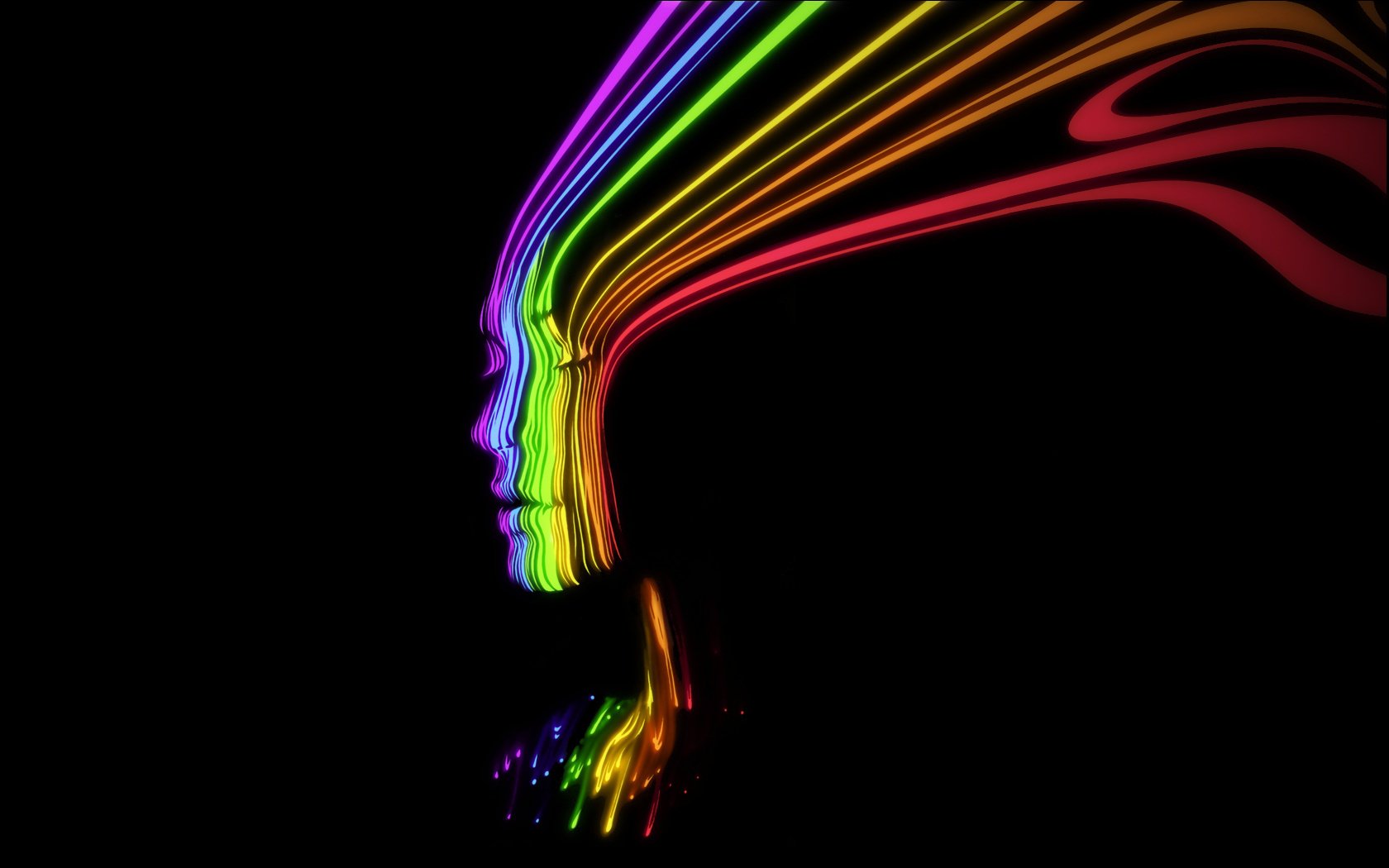 arte minimalismo cara colores neón arco iris fondo negro fondo oscuro creativo cabello luz estilo simplicidad espectro