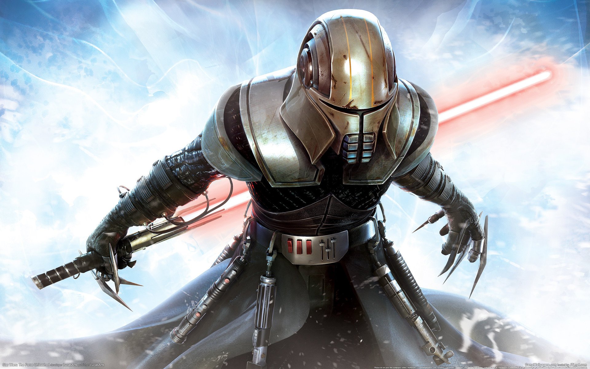 tar wars the force unleashed star wars unbridled force starkiller empire sith warrior sword walker knight light clouds glitter radiance light background drawings anime