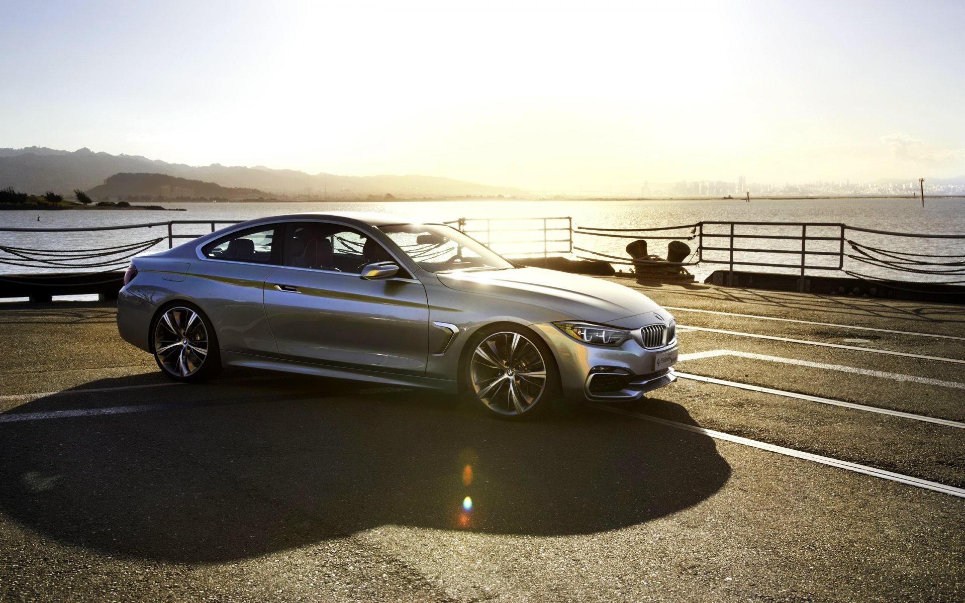 bmw série 4 coupé concept auto voiture argent lumière éblouissement quai ombre