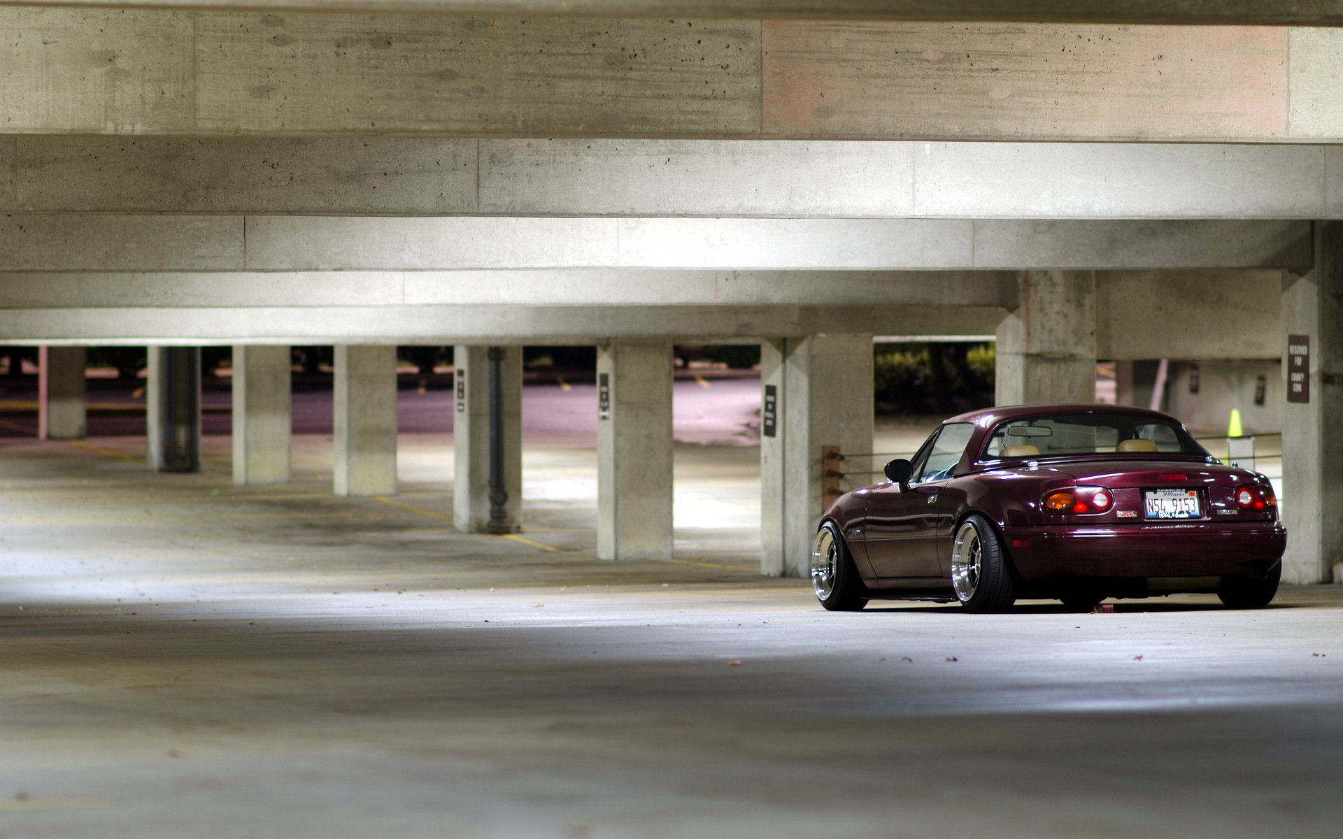 mazda miata machine garage background