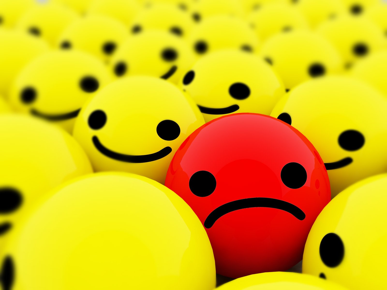 smileys émotion rouge jaune boules tristesse joie