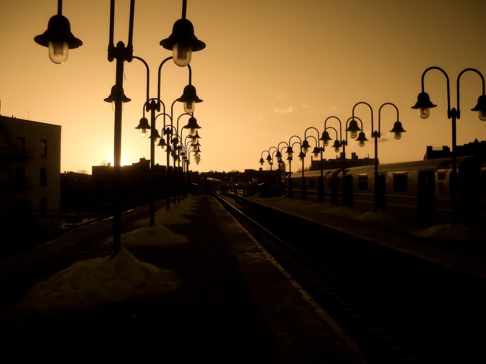 sonnenuntergang eisen straße laternen