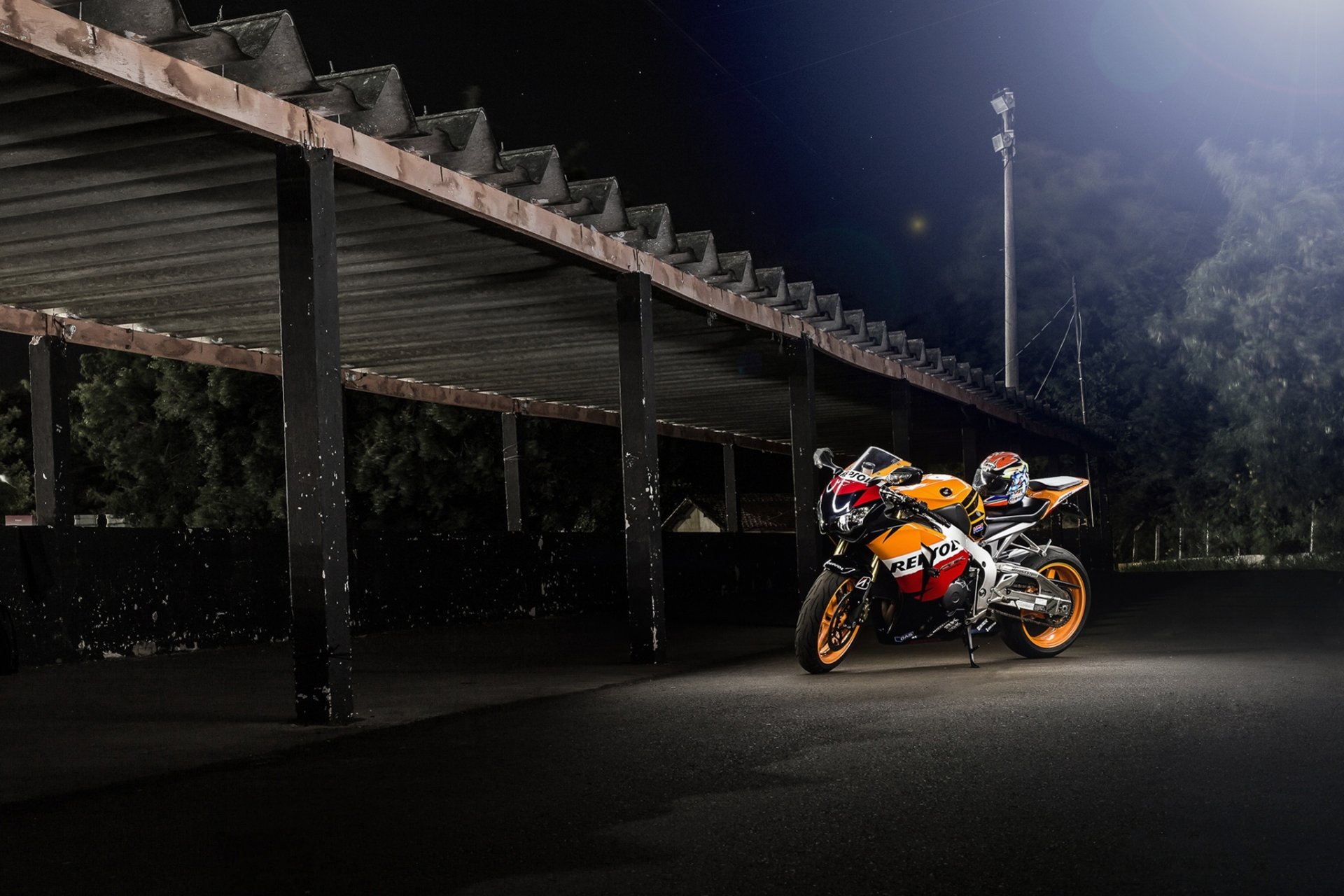 honda cbr1000rr repsol fahrrad honda motorrad nacht carport