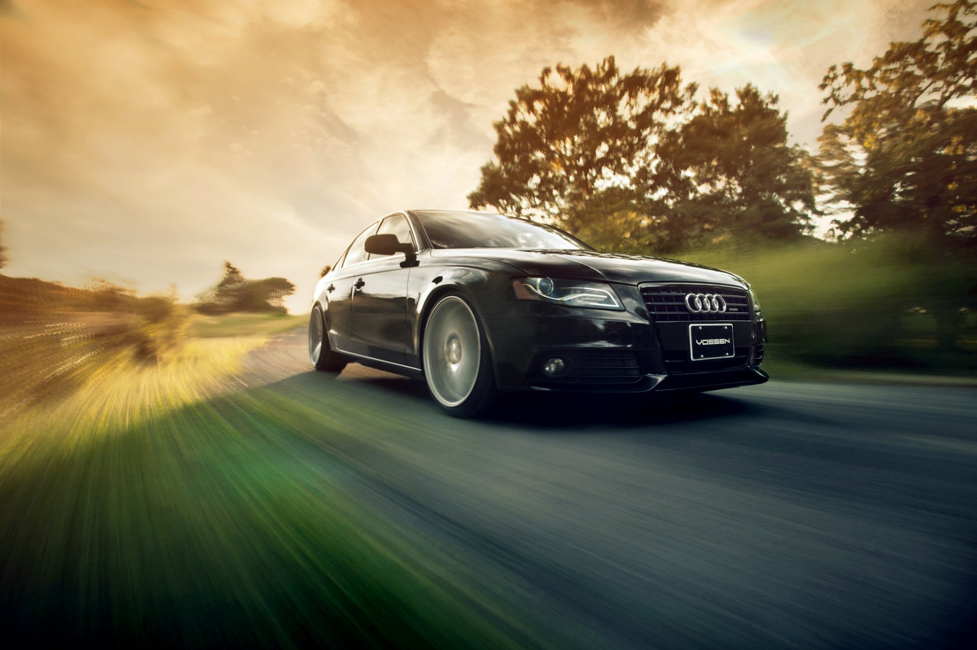 audi a4 b8 noir ronaldo stewart vossen roues vitesse mouvement