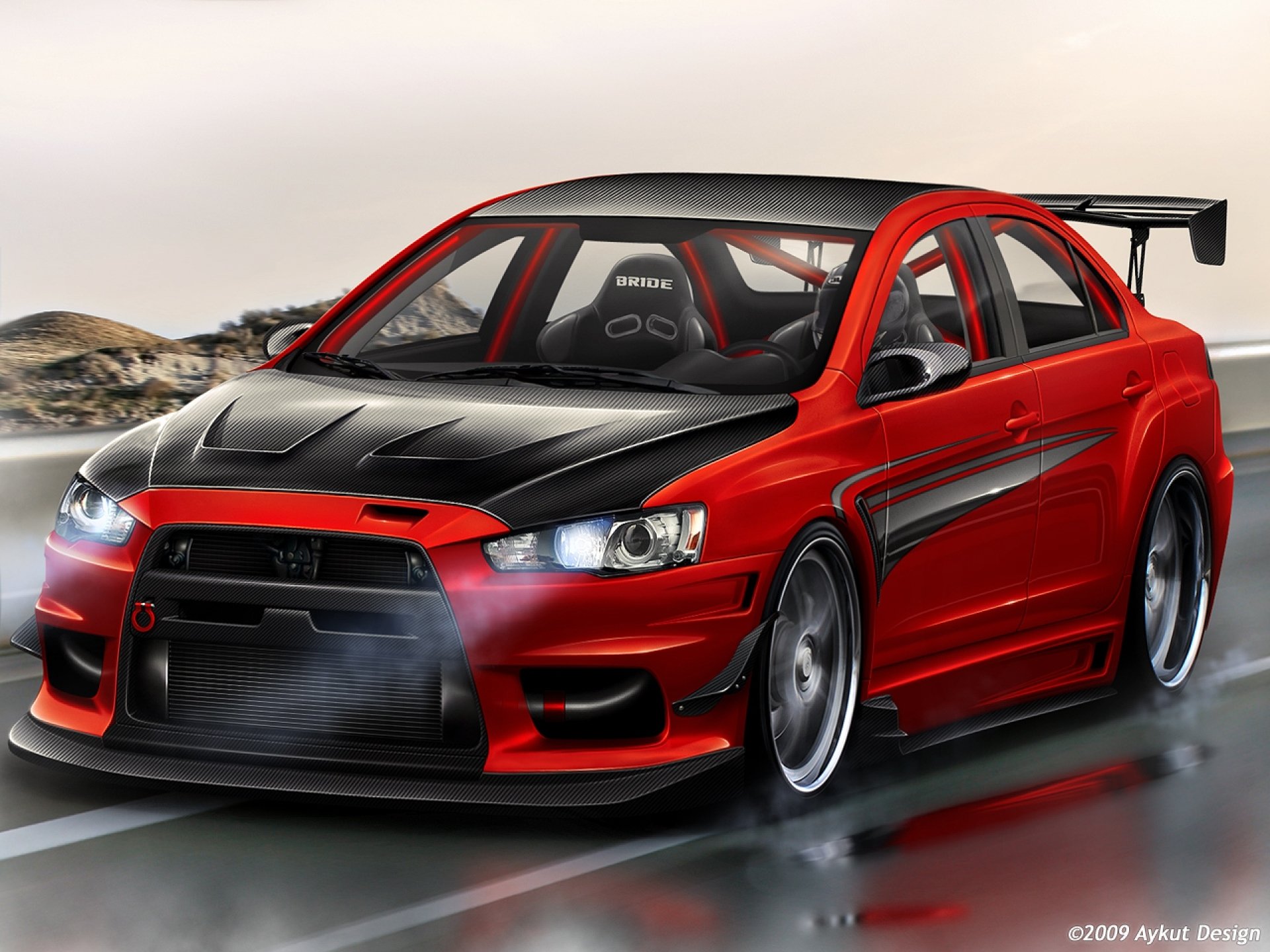 mitsubishi profesión evolución lancer rojo rojo tuning evo x