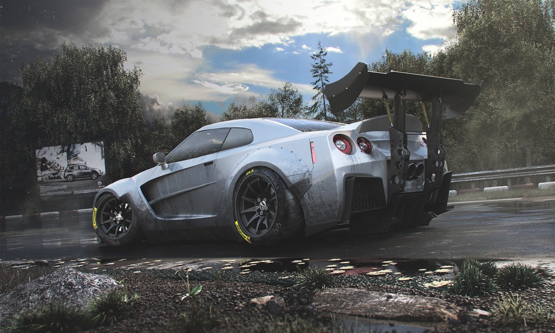 nissan r35 gt-r spoiler body kit rear race car track