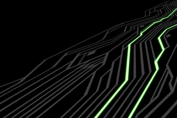 Neon green lines on a black background