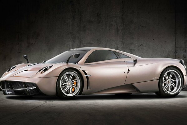 Supercar, pink silver on a gray background