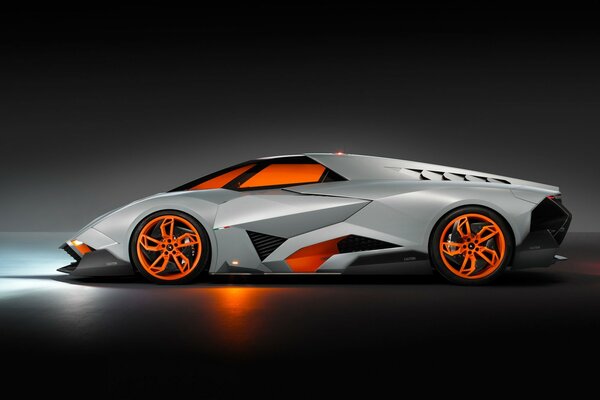 The fifth-generation lamborghini egoista car in a futuristic design