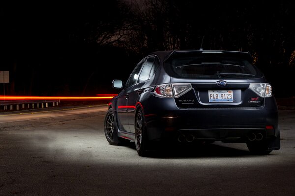 Subaru Impreza car at night