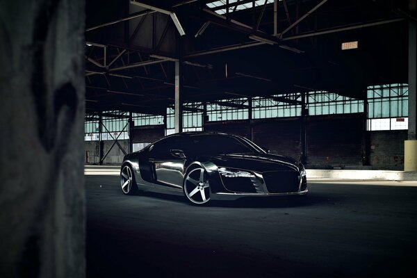 Matte black audi on chrome wheels