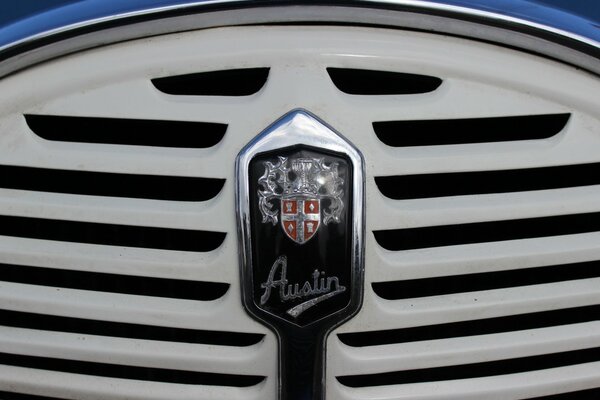 The emblem of the Austin car located on the radiator cap