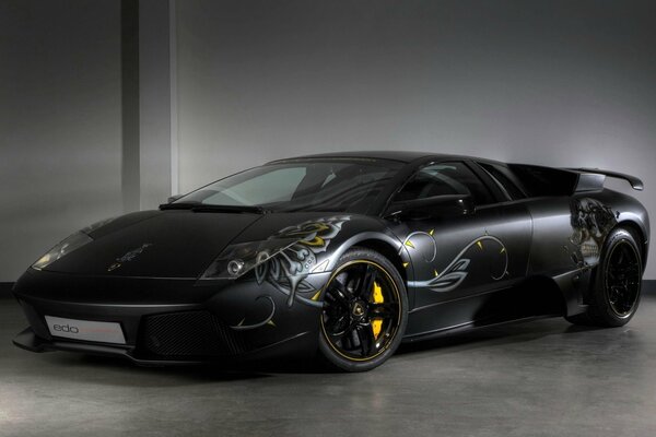 Black Sports Lamborghini with a pattern