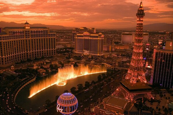 Notte di Las Vegas dall alto