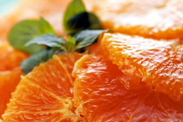 Juicy slices of ripe orange