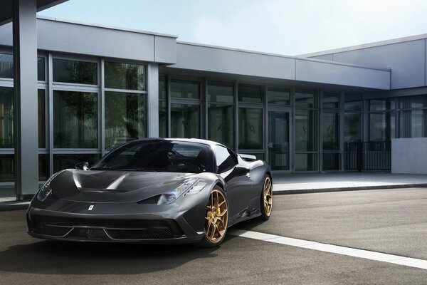 Ferrari 458 speciale grey inside the building