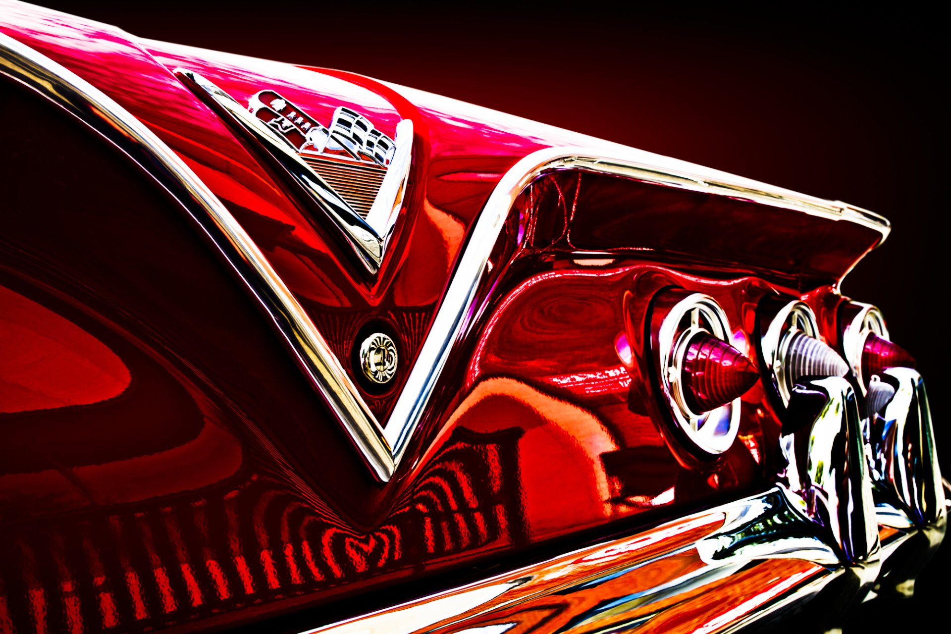 chevrolet chevrolet impala classic retro headlights taillights chrome details reflection