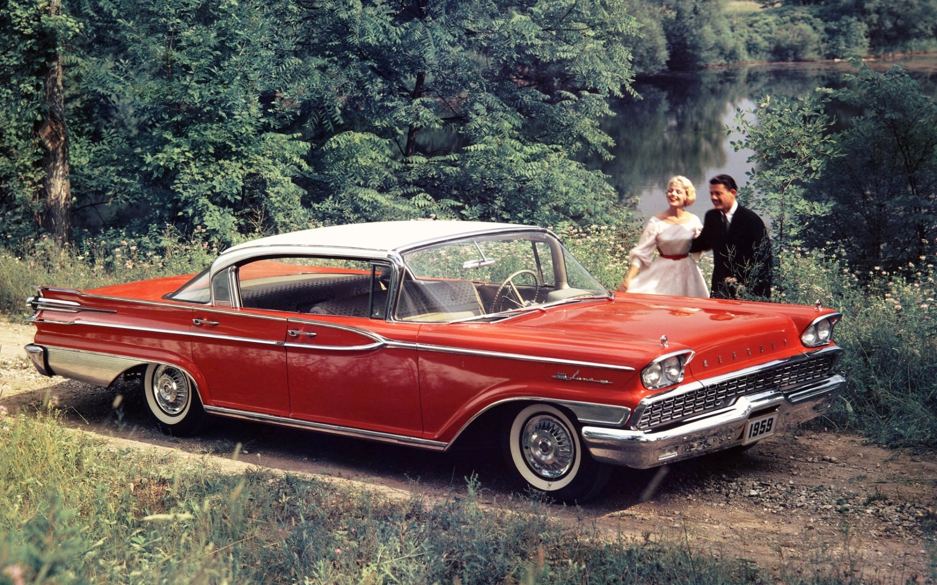 mercury park lane hardtop sedan 1959 mercury red people front