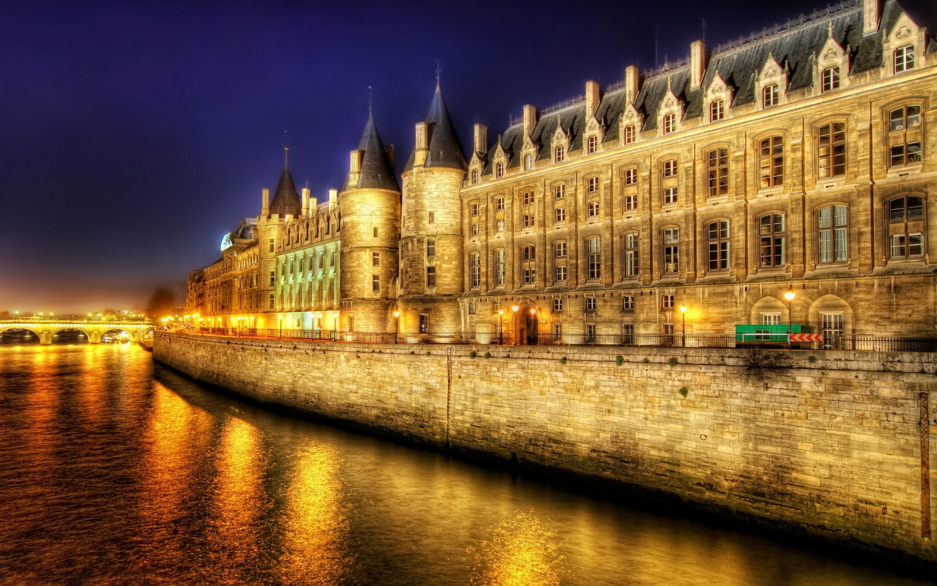 paris nuit lumières rivière hdr