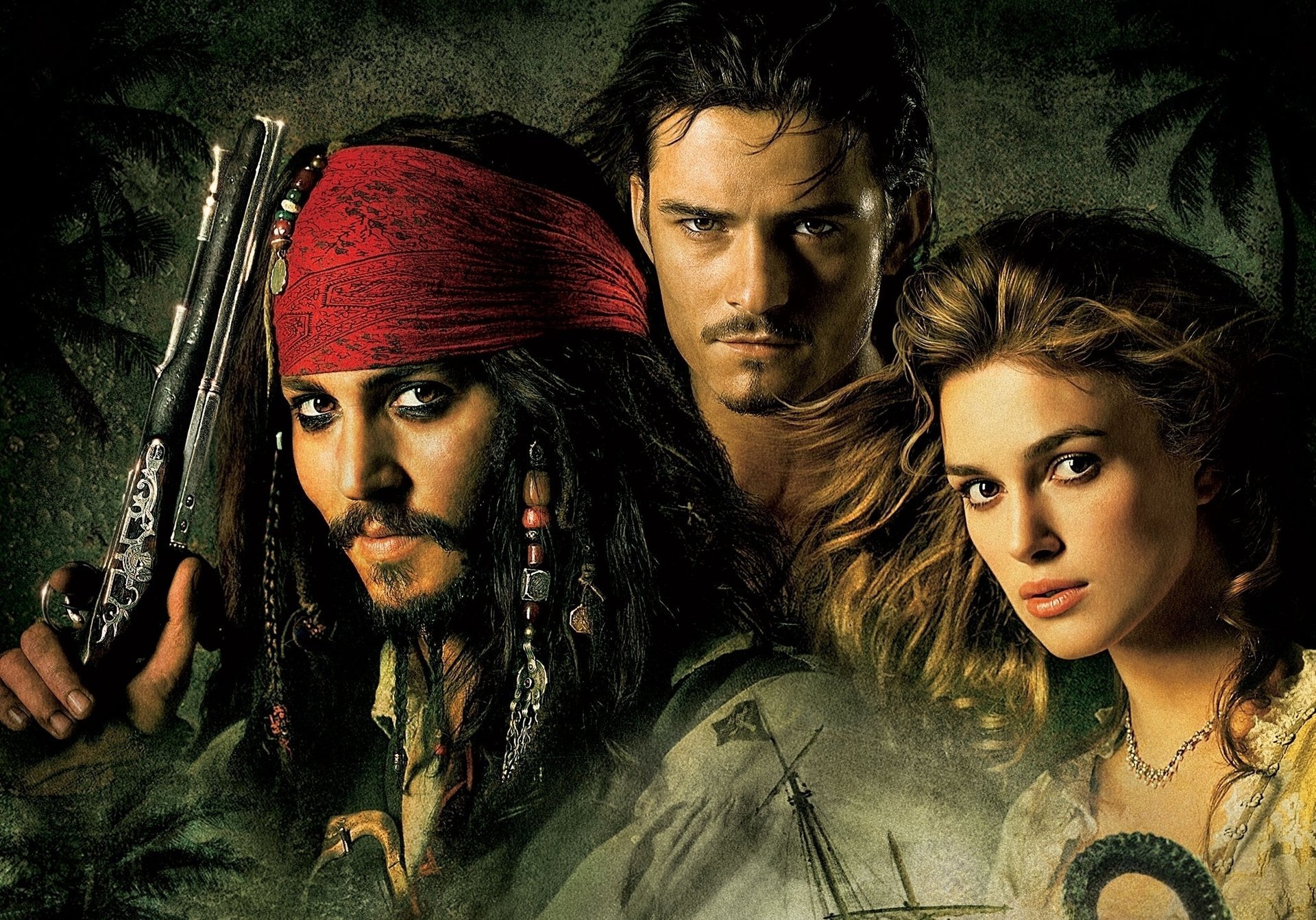 the pirates of the caribbean the curse of the black pearl johnny depp película orlando bloom johnny depp piratas del caribe cine héroes actores orlando bloom armas pirata mirada ojos cara películas actores de cine