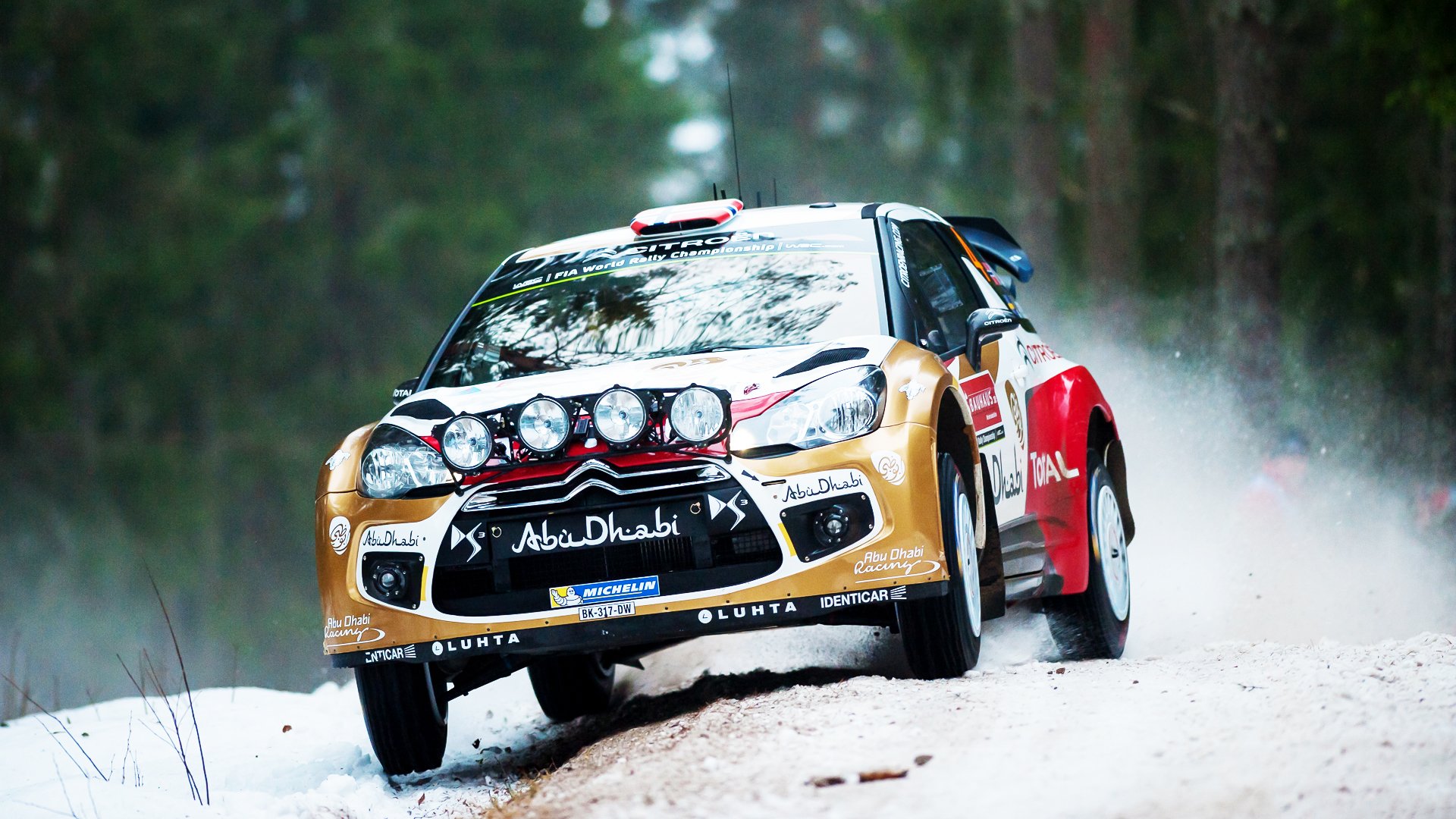 citroen ds3 wrc rally rally deporte citroen nieve invierno frente faros