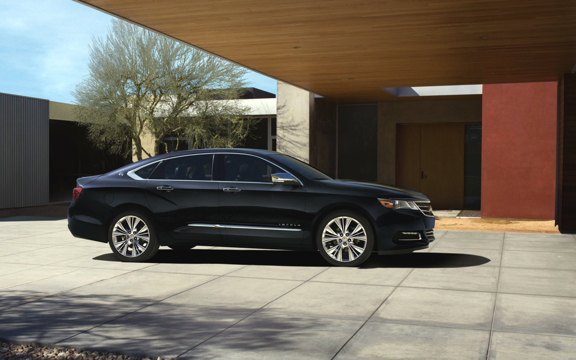 chevrolet impala vista lateral negro auto coche día sedán