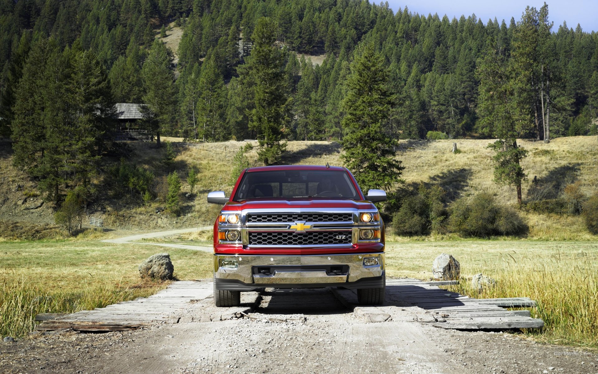 chevrolet silverado chevrolet frente camioneta faros bosque rojo