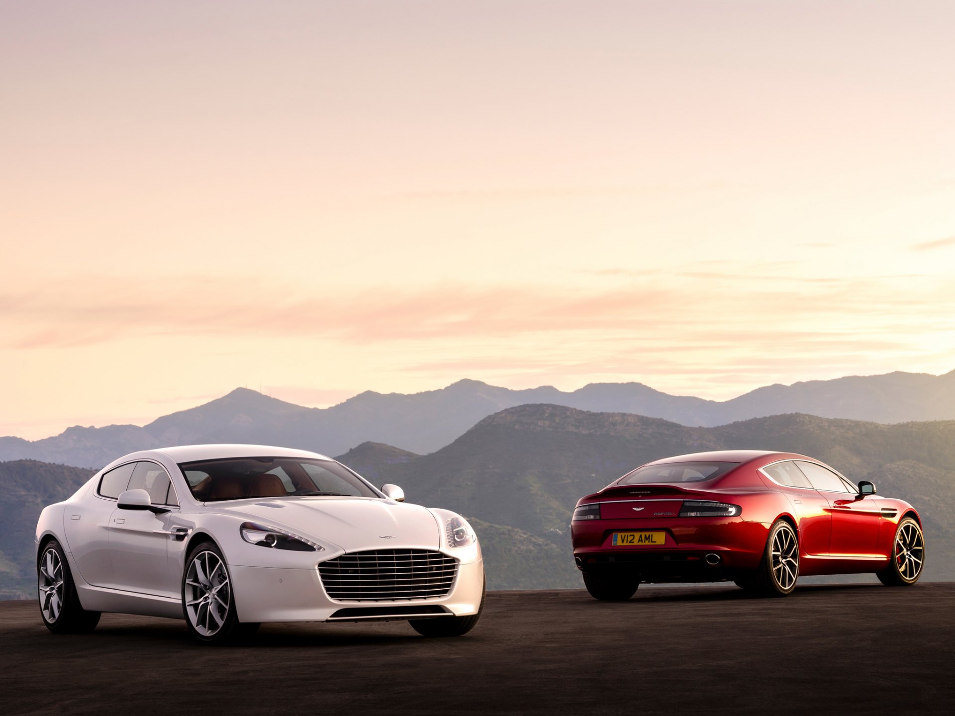 aston martin rapide s samochody dwa biały czerwone