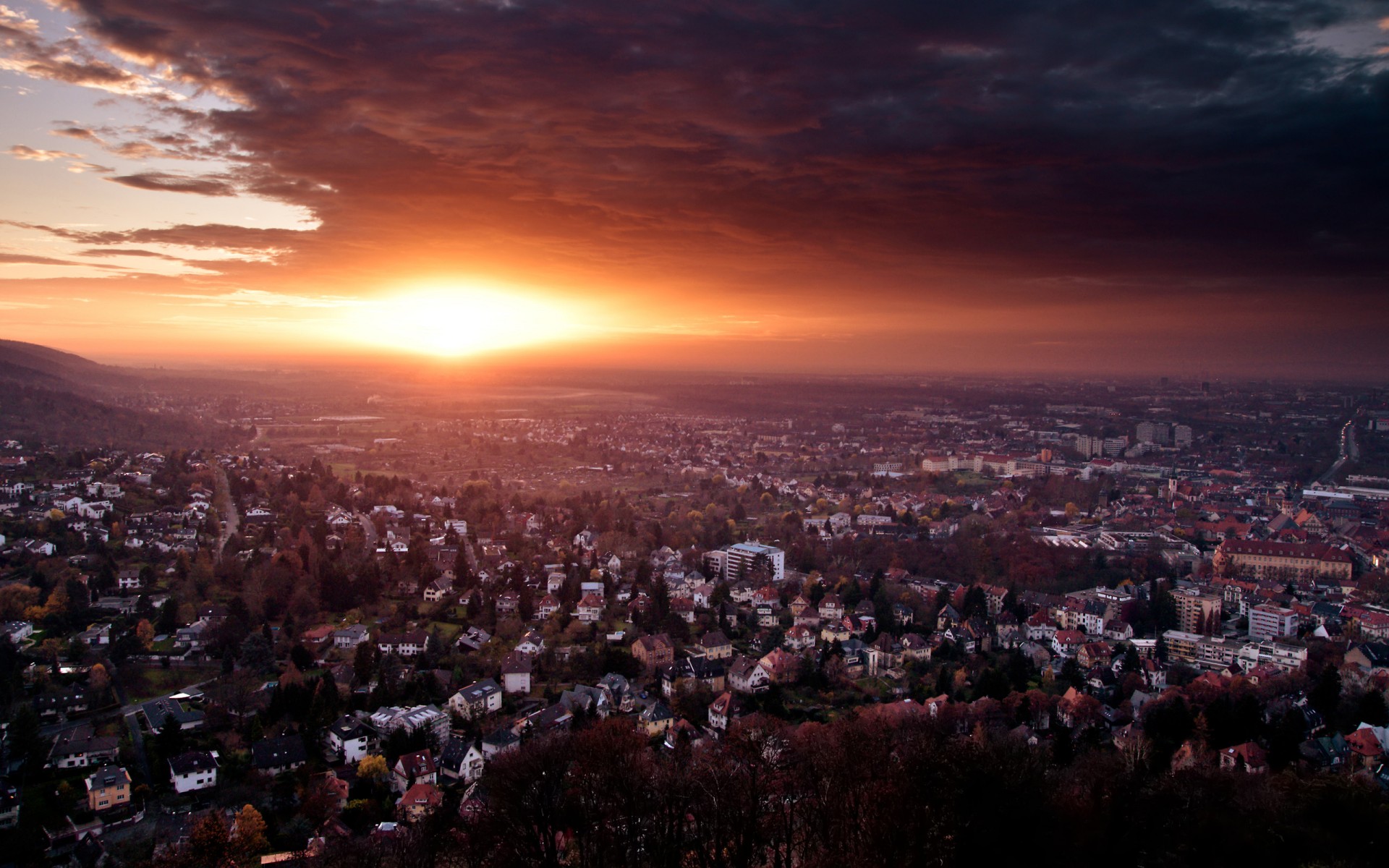 fin de journée coucher de soleil ville fin de journée allemagne