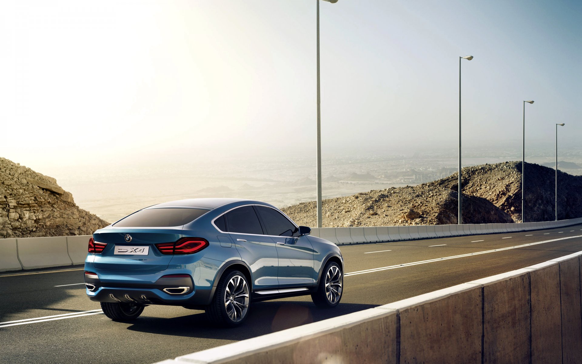 bmw x4 concept auto bleu jeep boomer route asphalte piliers jour bmw voiture