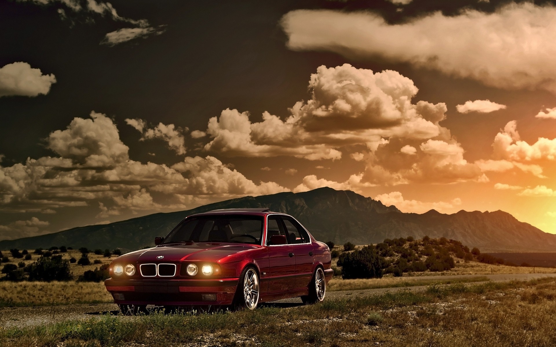 rosso tramonto bmw bagliore sole serie 5 e34 anteriore