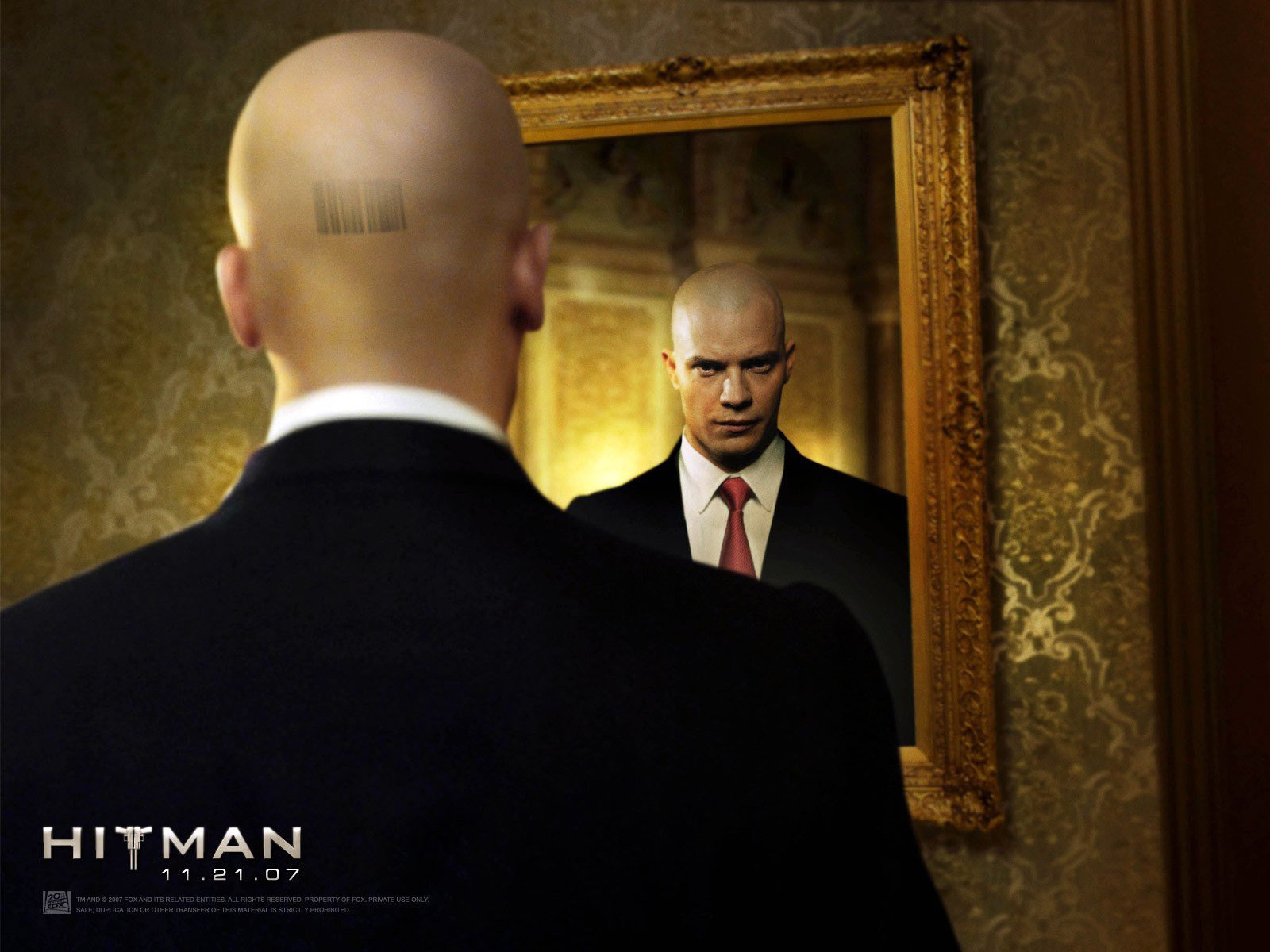 película rama hitman espejo calvo hombre reflexión código papel pintado corbata chaqueta negra hombres actores de cine