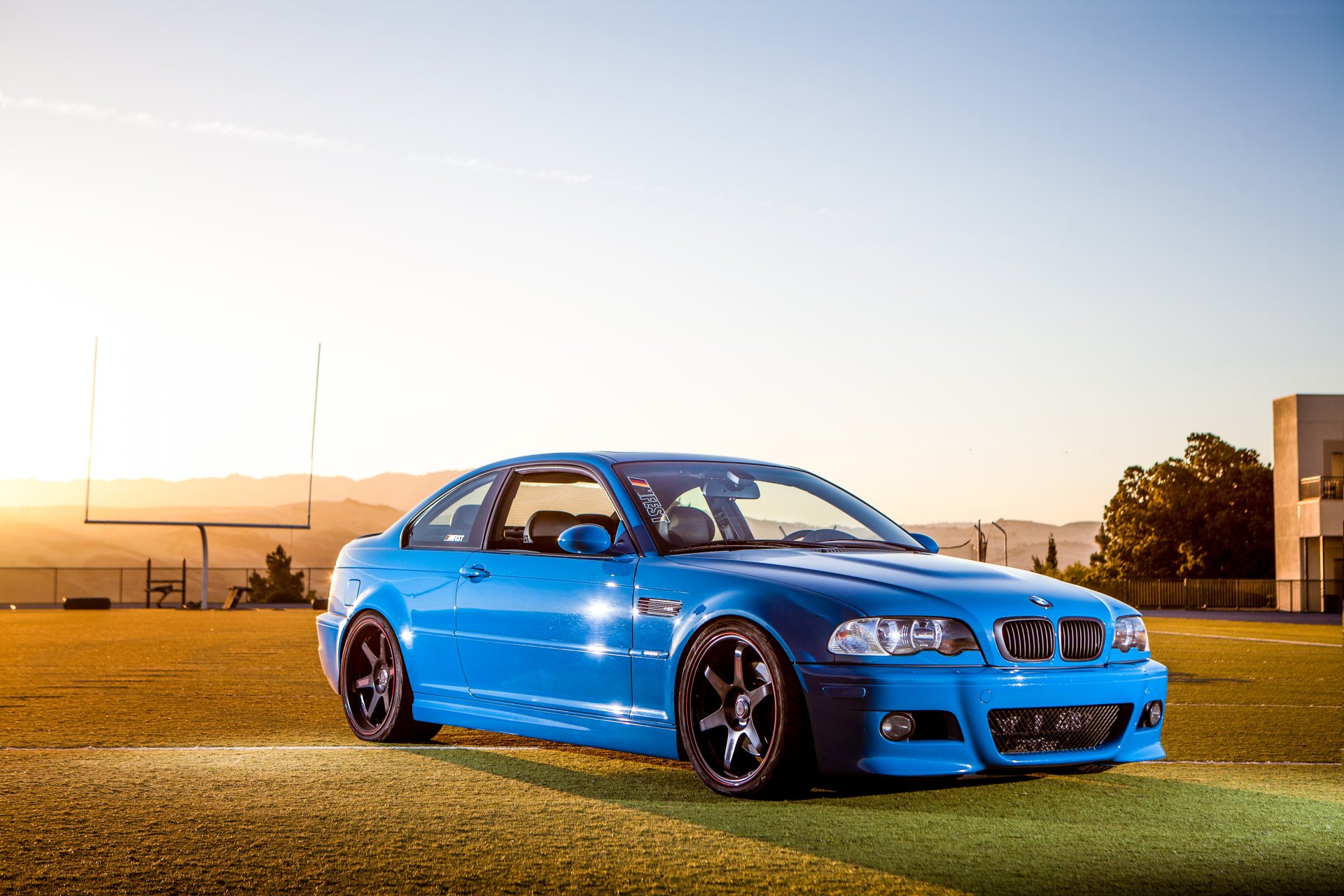 bmw m3 e46 blau bmw reflexion felgen himmel