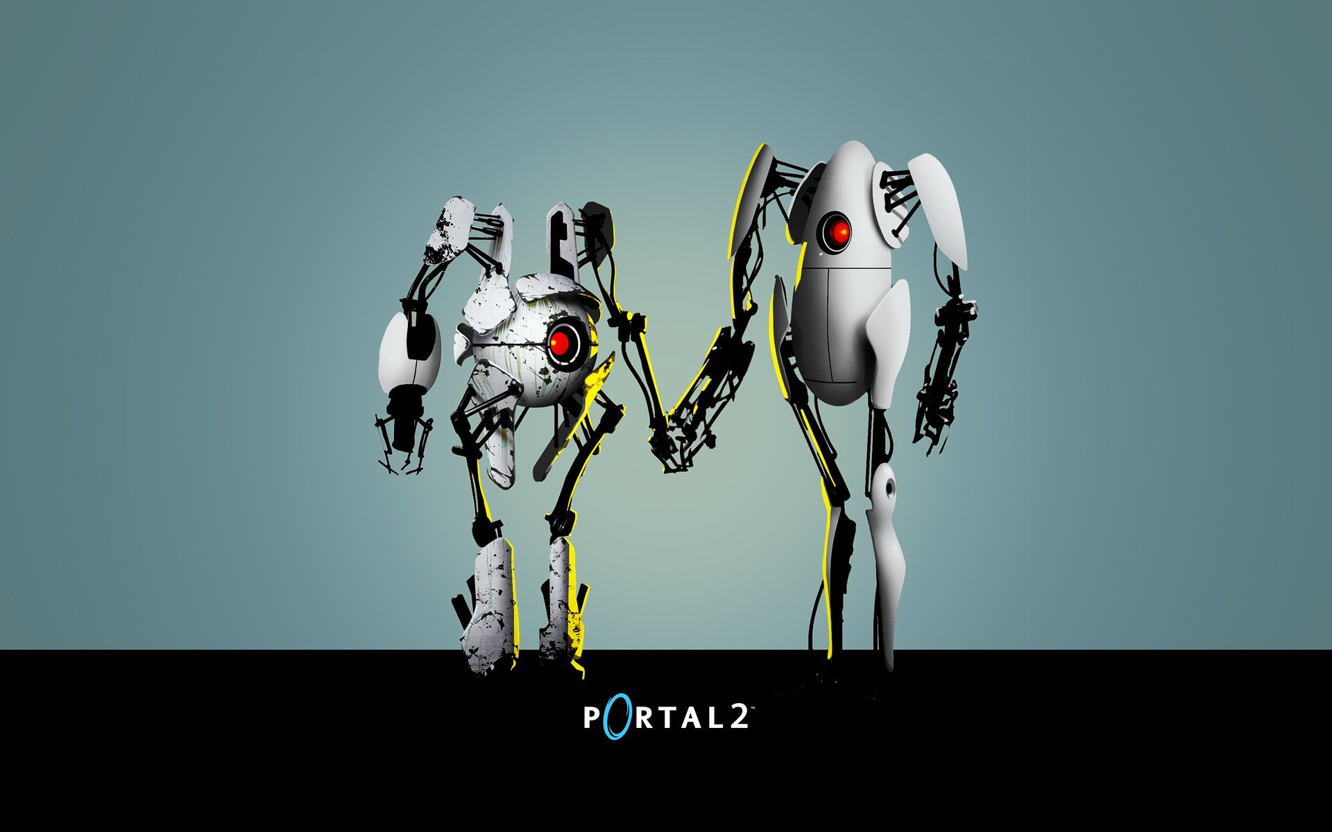 portal 2 half-life aperture portal roboty tło rysunki anime