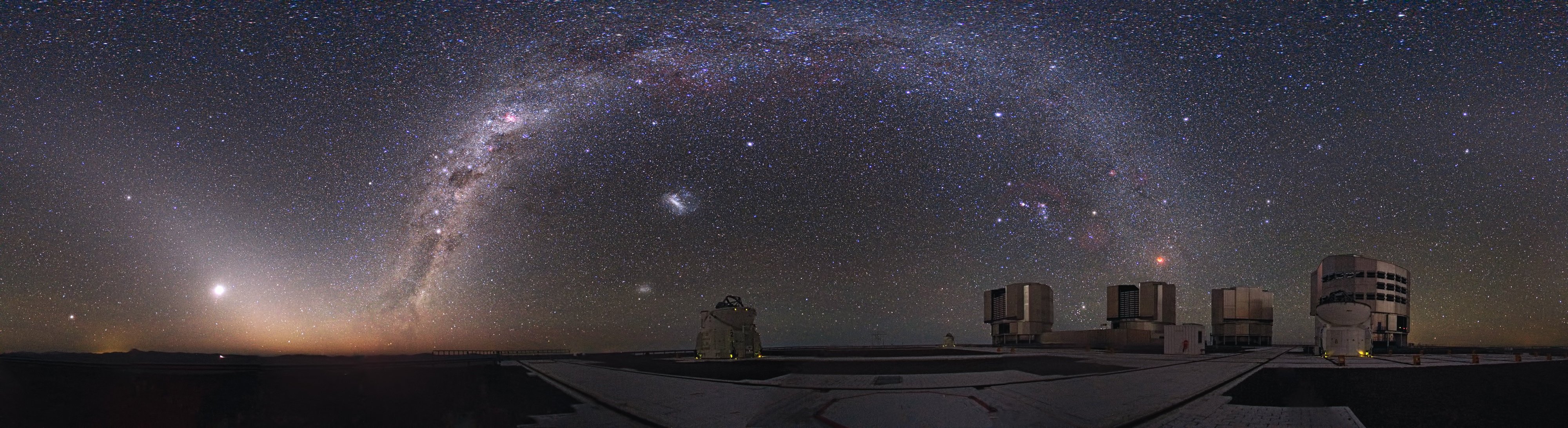 galaxie milchstraße orion mond teleskop venus nacht himmel sterne konstellationen