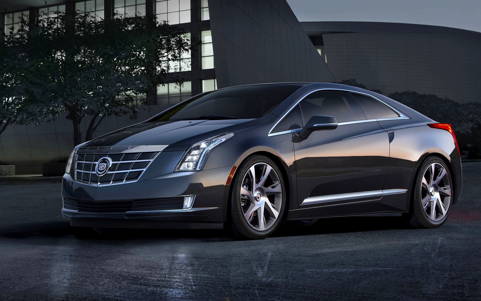 cadillac elr auto grau abend motorhaube coupé