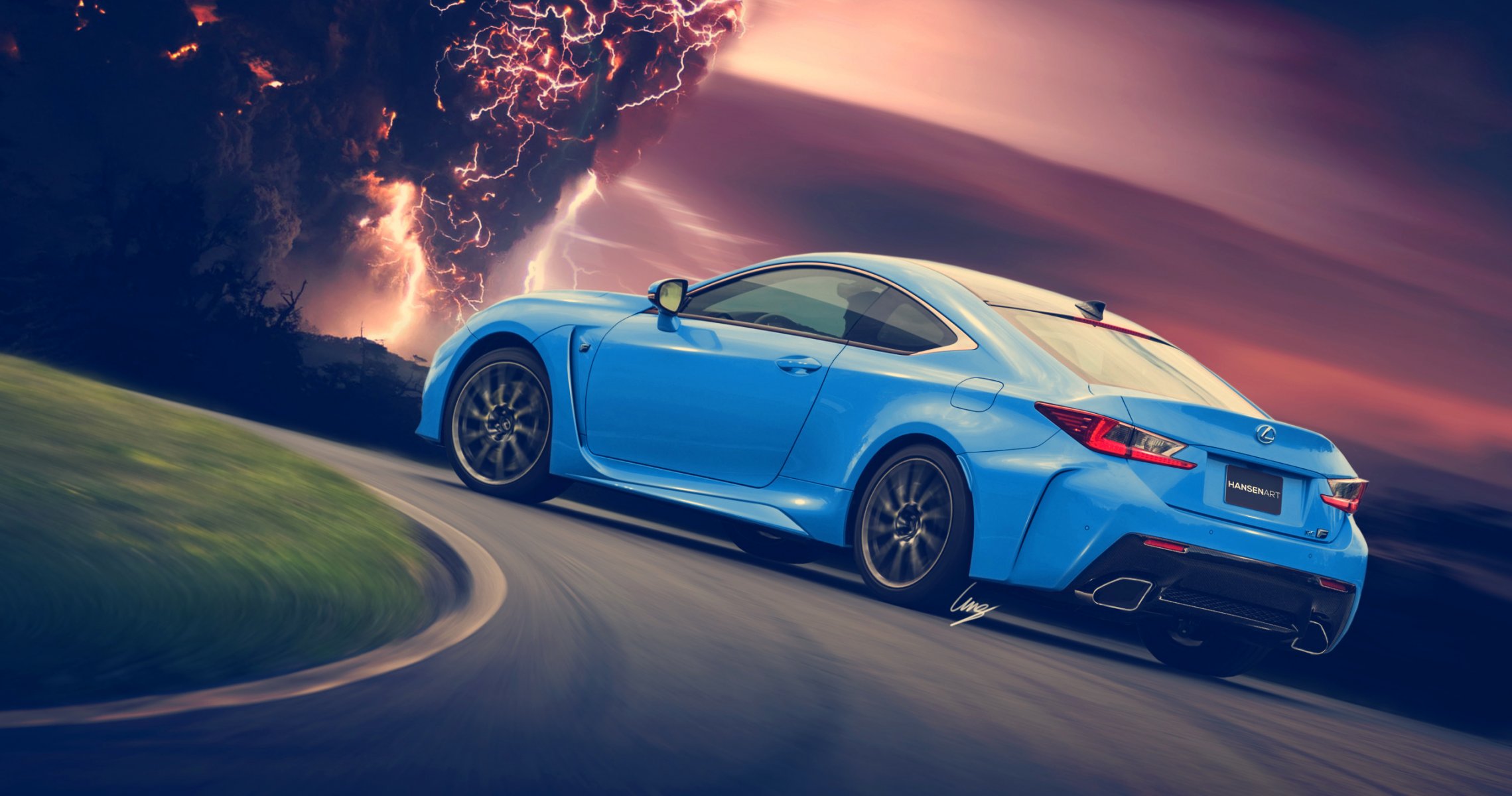 lexus rc-f azul trasero por ilpoli hansenart hansen arte rayo