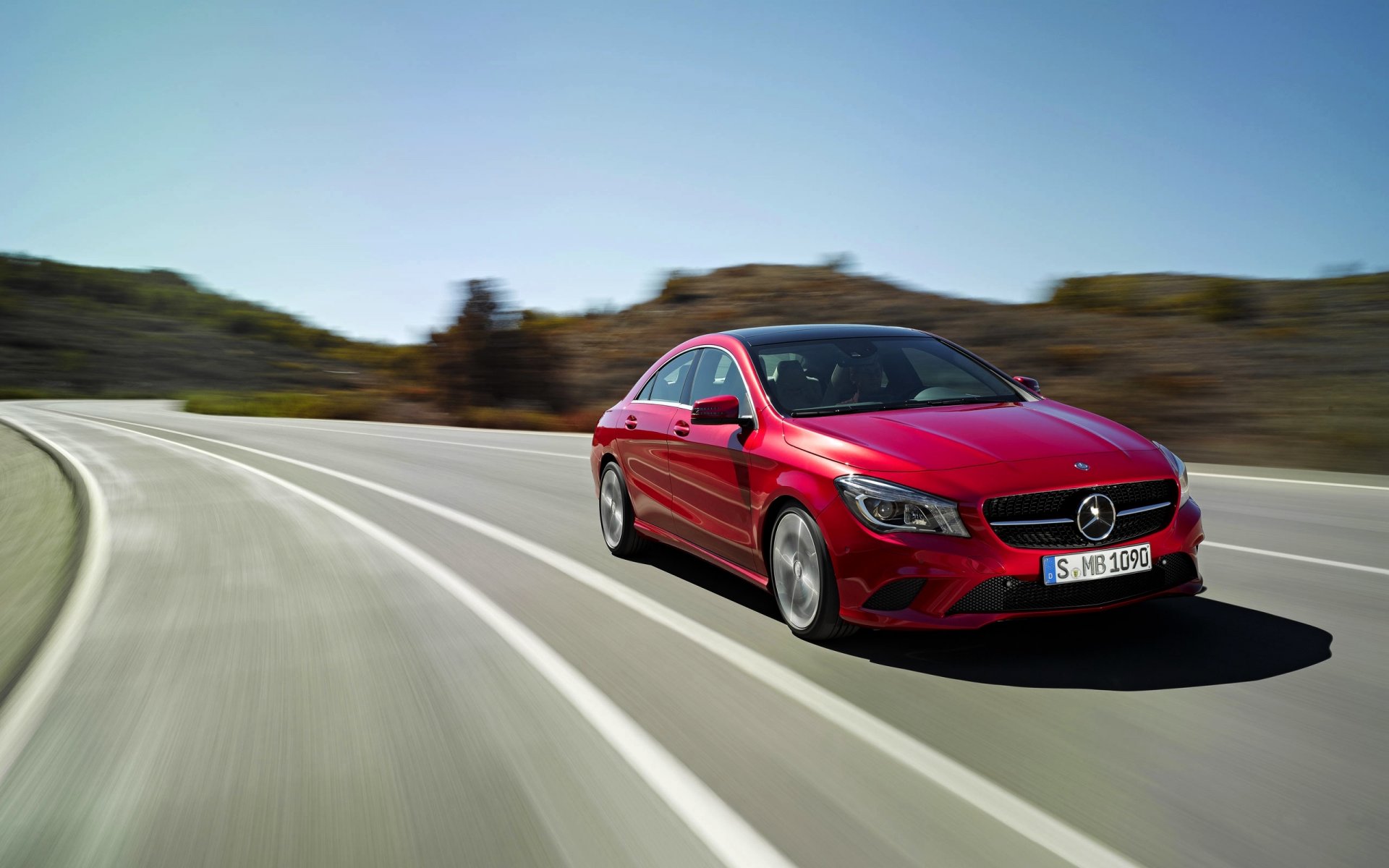 mercedes-benz cla classe auto rouge voiture avant route