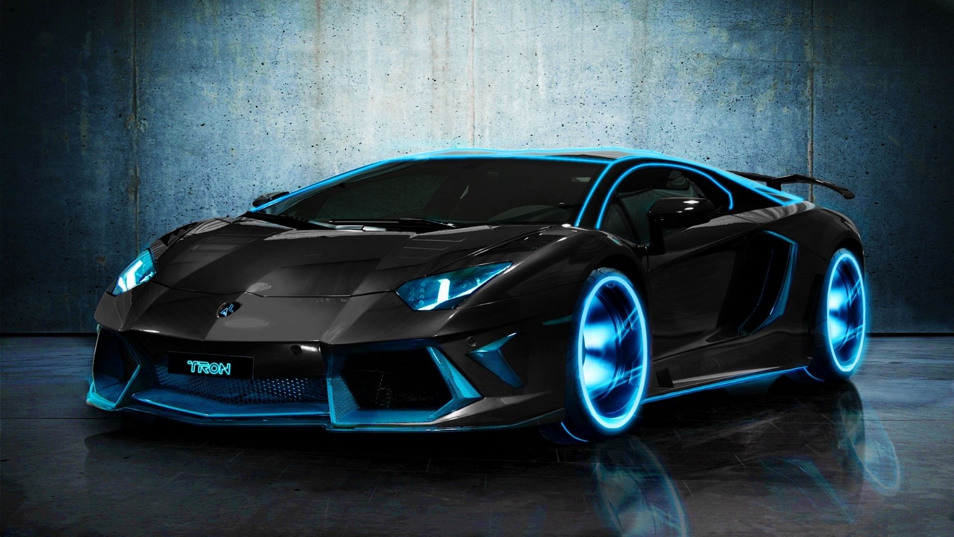 lamborghini aventador black tron