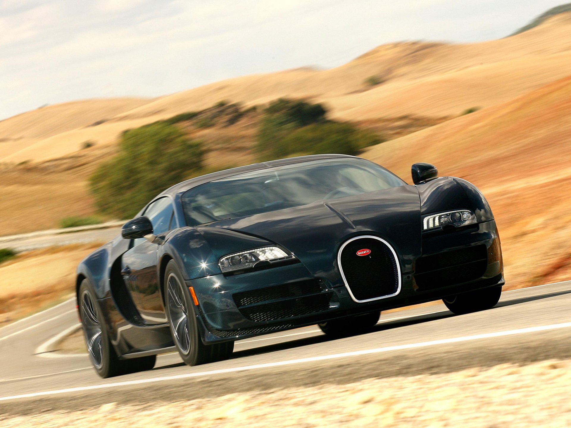 bugatti veyron 16.4 super sport front car road speed